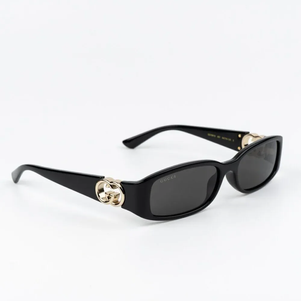 NEW Gucci GG1661S 001 Black Grey Rectangle Unisex Sunglasses